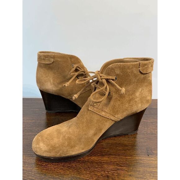 Via Spiga Women's Suede Brown Wedge Ankle Boots Size 39 - Picture 1 of 10